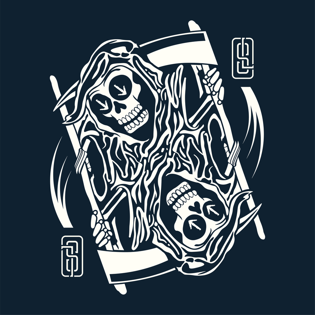 "Ouroboros" Grim Reaper Playing Card Graphic Tee - Gothic Tattoo Flash Skeleton Premium Next Level 6210 T-Shirt