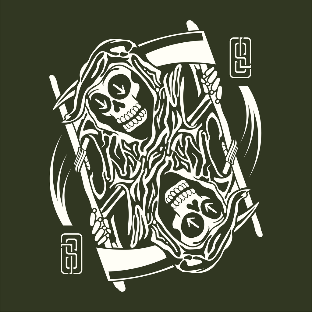 "Ouroboros" Grim Reaper Playing Card Graphic Tee - Gothic Tattoo Flash Skeleton Premium Next Level 6210 T-Shirt