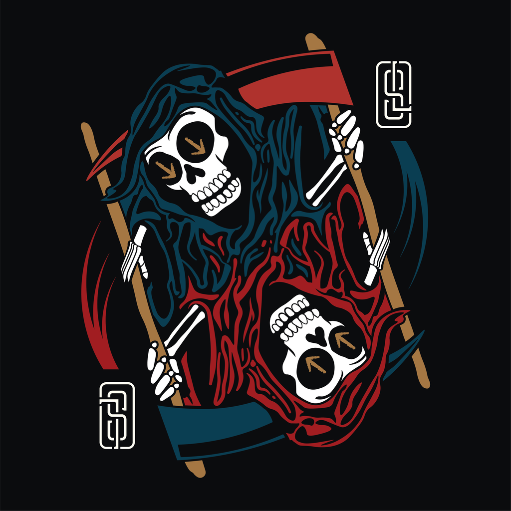 "Ouroboros" Grim Reaper Playing Card Graphic Tee - Gothic Tattoo Flash Skeleton Premium Next Level 6210 T-Shirt