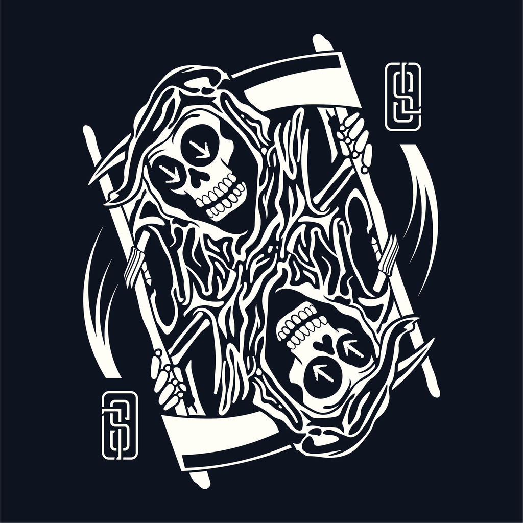 "Ouroboros" Grim Reaper Playing Card Graphic Tee - Gothic Tattoo Flash Skeleton Premium Next Level 6210 T-Shirt