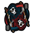 "Ouroboros" Mirrored Grim Reaper Playing Card Vinyl Sticker - Gothic Tattoo Flash Skeleton Die-Cut Decal