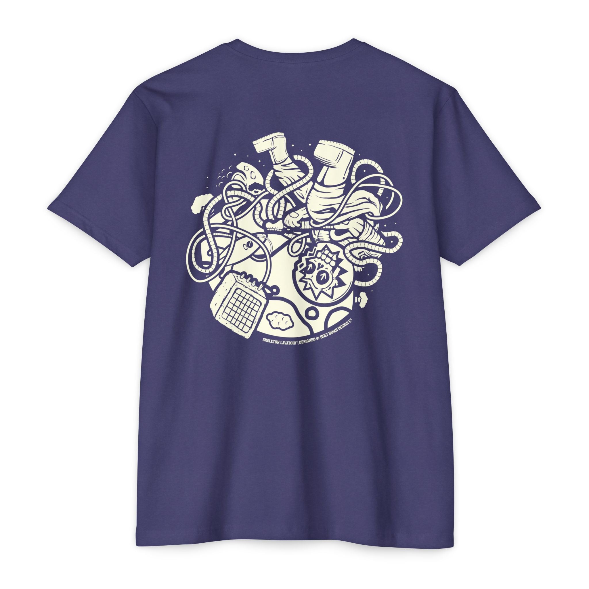 Rock n' Roll Won't Save The World | Retro Space Skeleton Graphic Tee | Next Level 6210 Premium CVC T-Shirt | Spooky Astronaut Aesthetic Heavyweight Streetwear Back Print Top