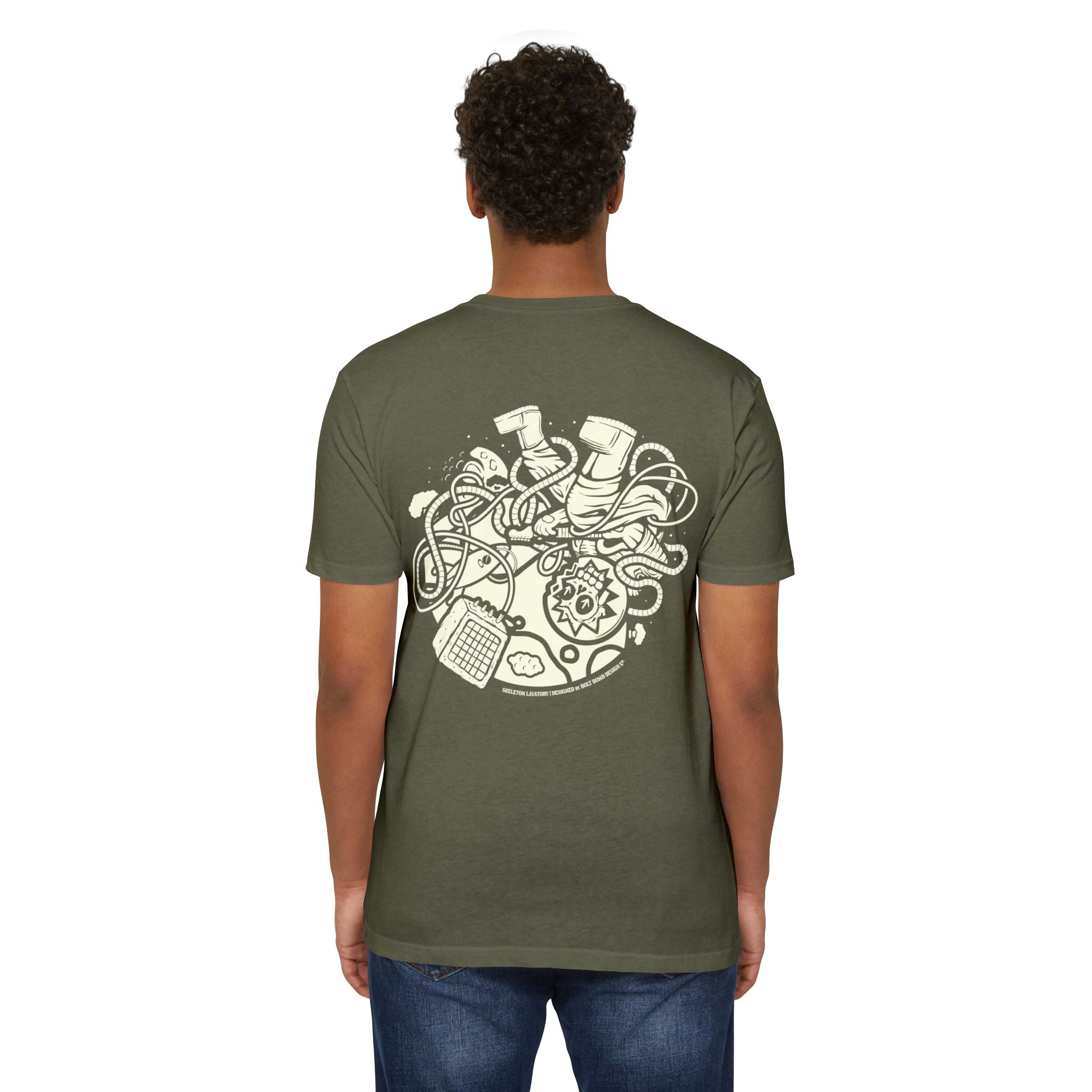 Rock n' Roll Won't Save The World | Retro Space Skeleton Graphic Tee | Next Level 6210 Premium CVC T-Shirt | Spooky Astronaut Aesthetic Heavyweight Streetwear Back Print Top