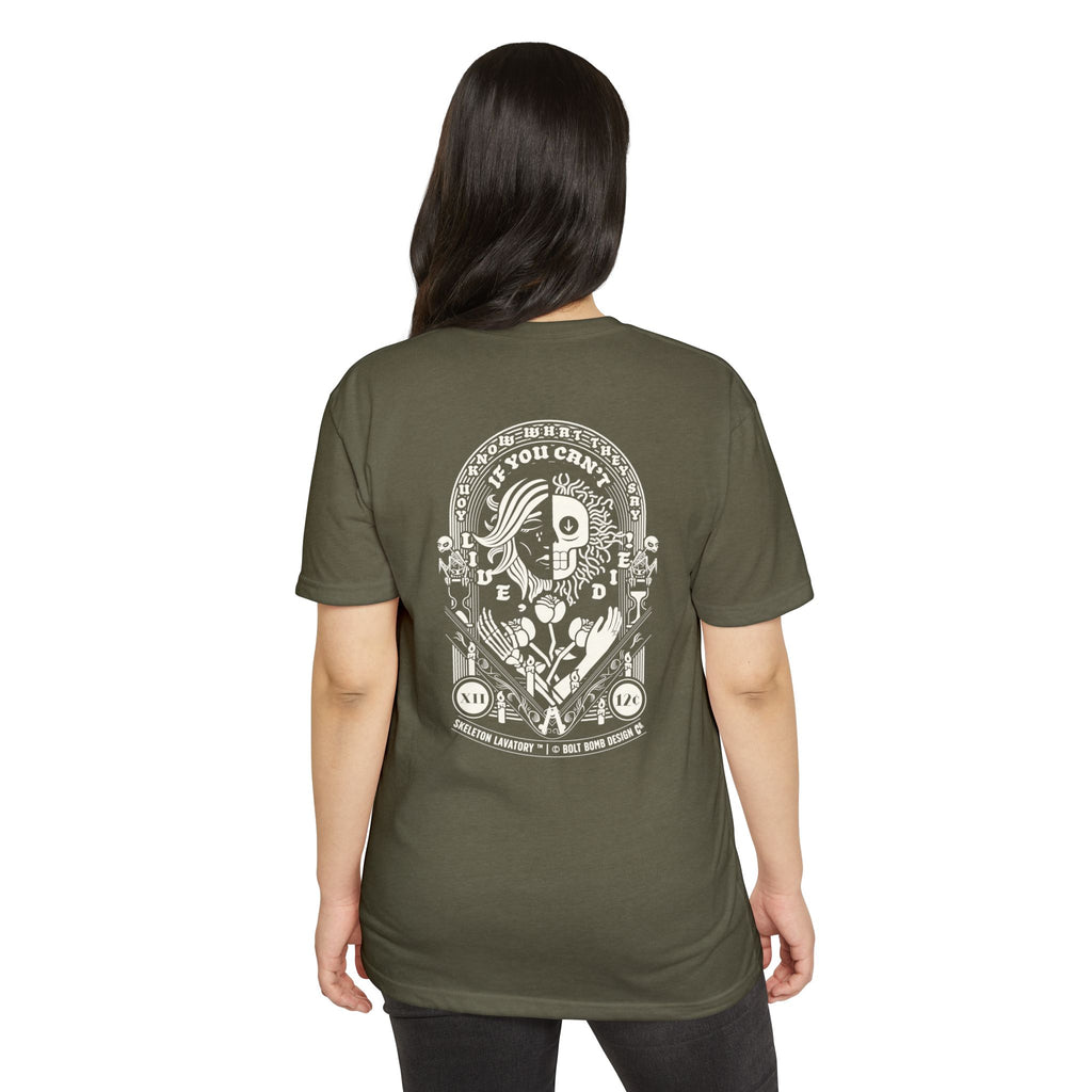 If You Can't Live, Die | Next Level 6210 Premium CVC T-Shirt | Memento Mori Occult Aesthetic Streetwear Back Print Top