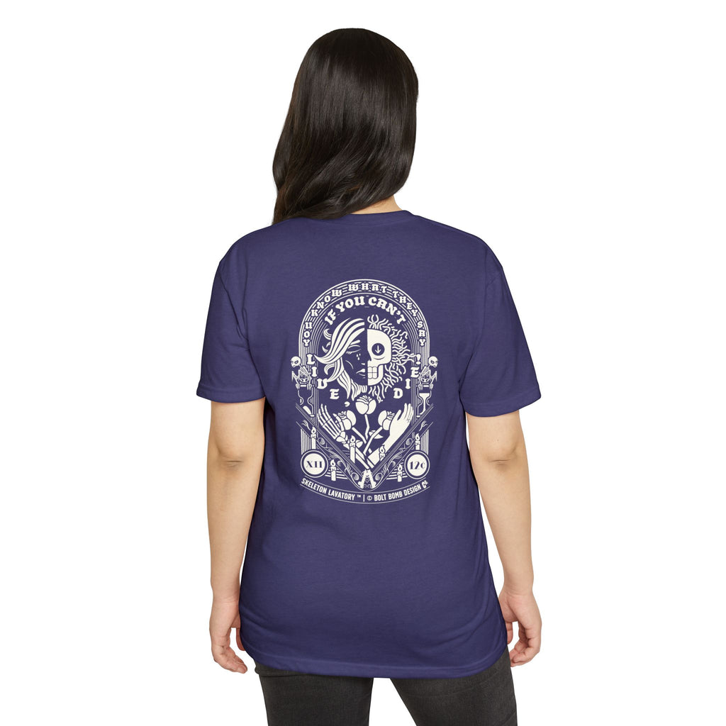 If You Can't Live, Die | Next Level 6210 Premium CVC T-Shirt | Memento Mori Occult Aesthetic Streetwear Back Print Top