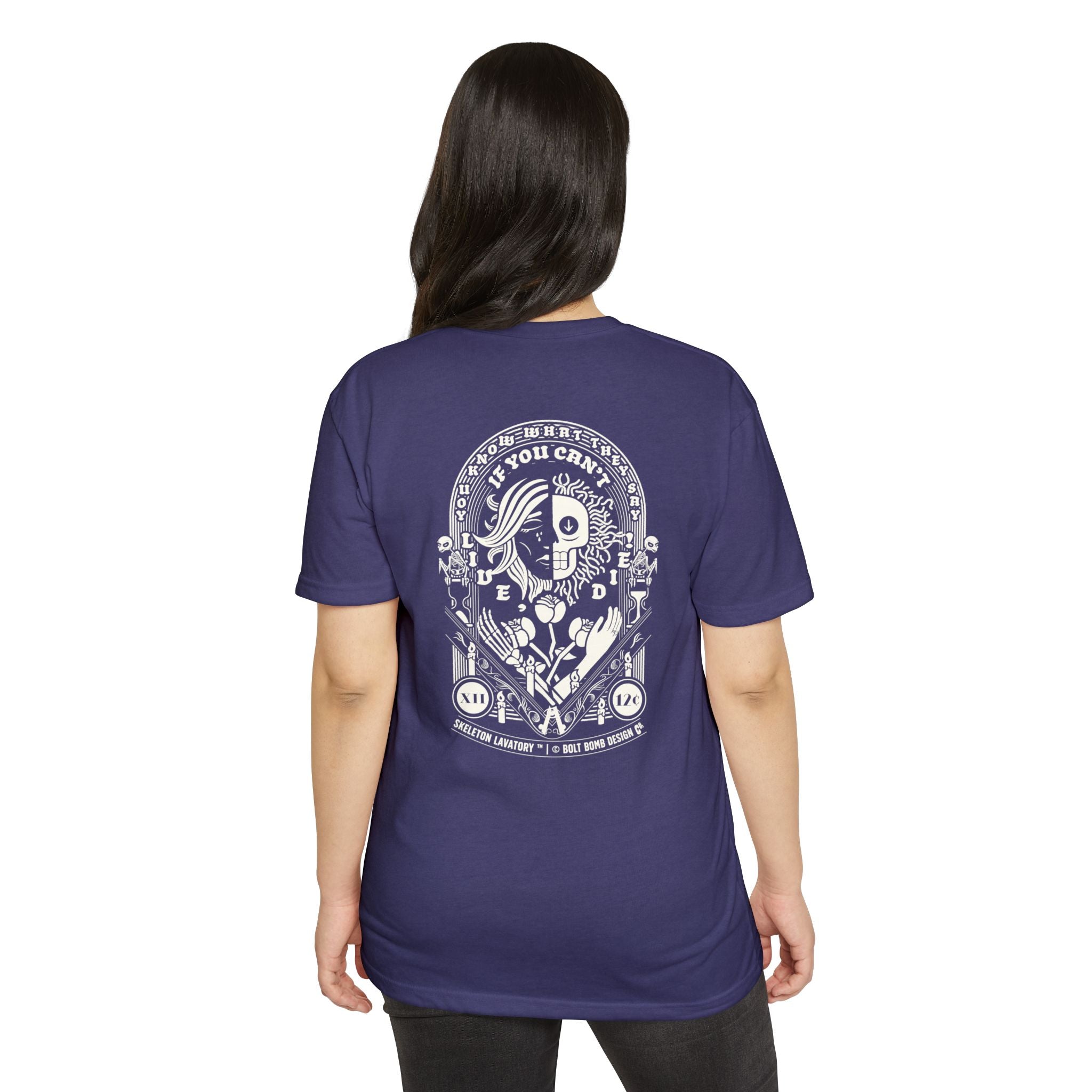 If You Can't Live, Die | Next Level 6210 Premium CVC T-Shirt | Memento Mori Occult Aesthetic Streetwear Back Print Top