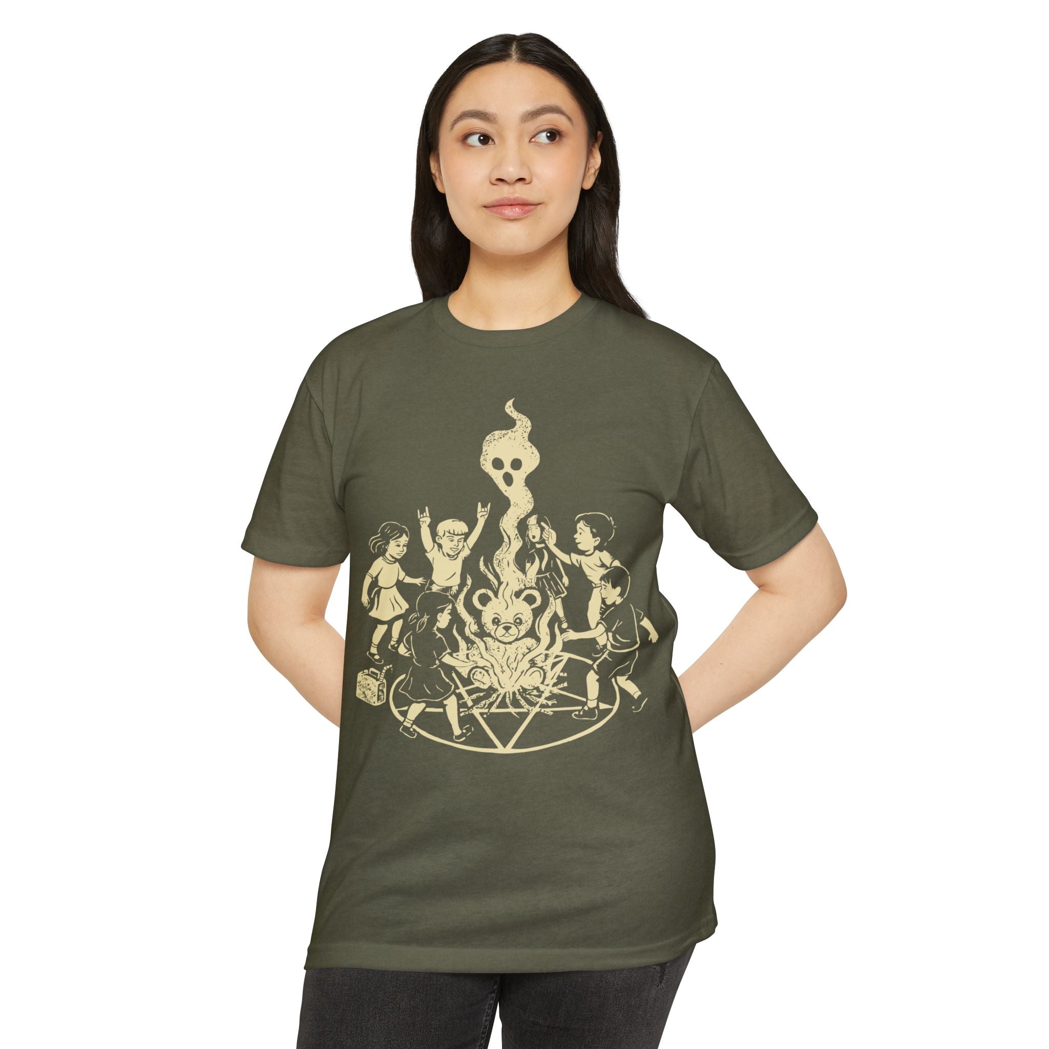 "Let's Start A Cult" Graphic Tee | Creepy Campfire Occult T-Shirt, Next Level 6210 Fitted Top, Vintage Pastel Grunge, Retro Dark Humor Shirt