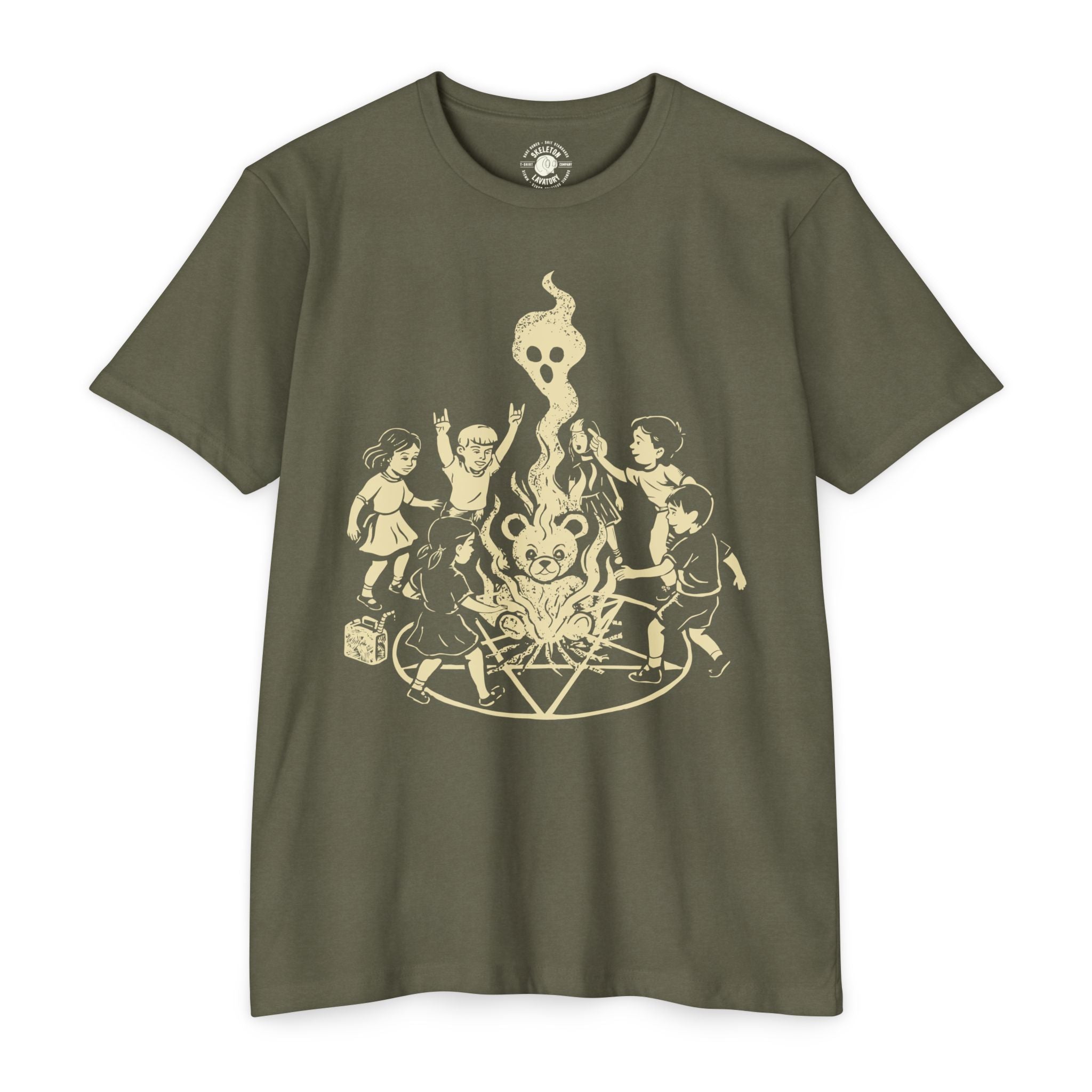 "Let's Start A Cult" Graphic Tee | Creepy Campfire Occult T-Shirt, Next Level 6210 Fitted Top, Vintage Pastel Grunge, Retro Dark Humor Shirt