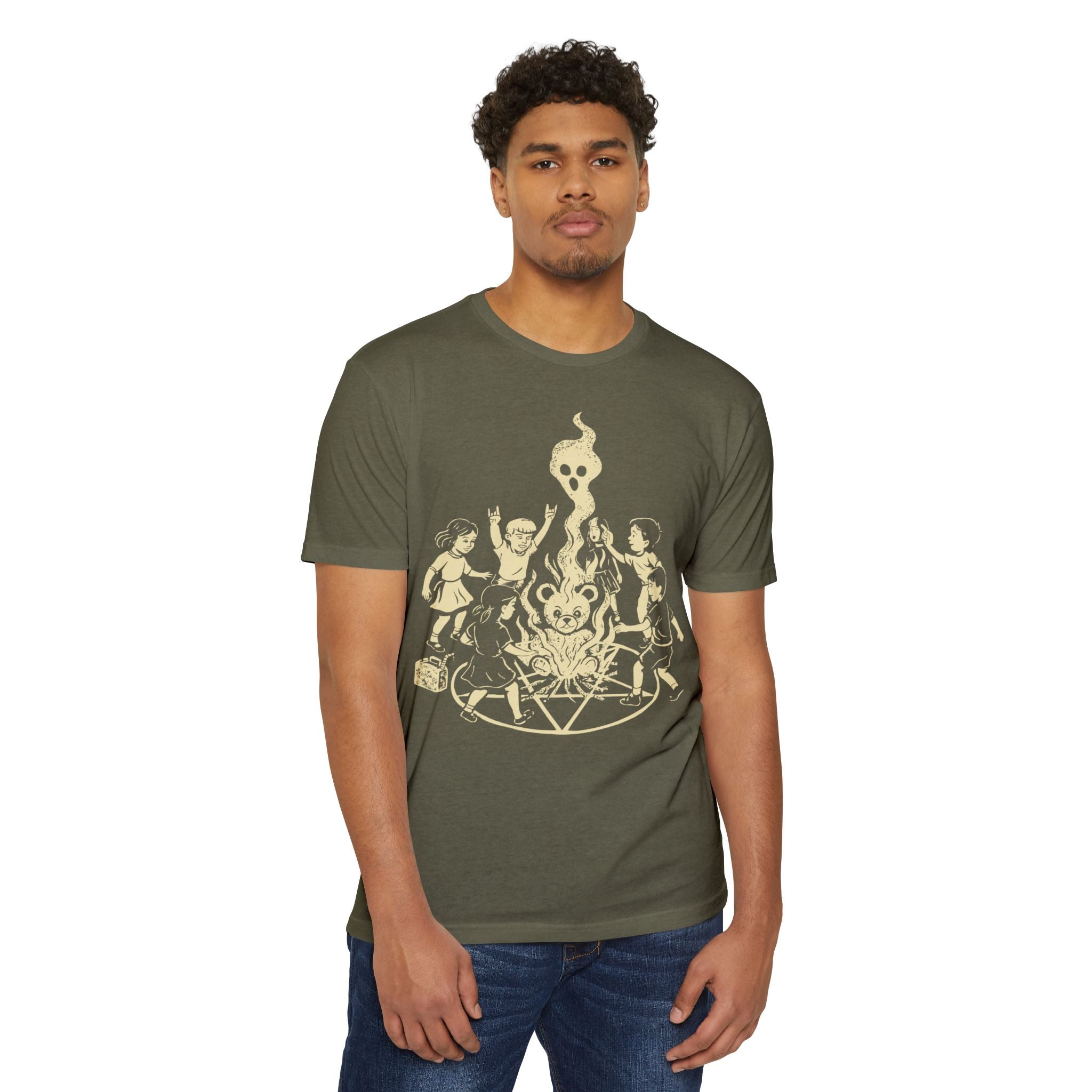 "Let's Start A Cult" Graphic Tee | Creepy Campfire Occult T-Shirt, Next Level 6210 Fitted Top, Vintage Pastel Grunge, Retro Dark Humor Shirt