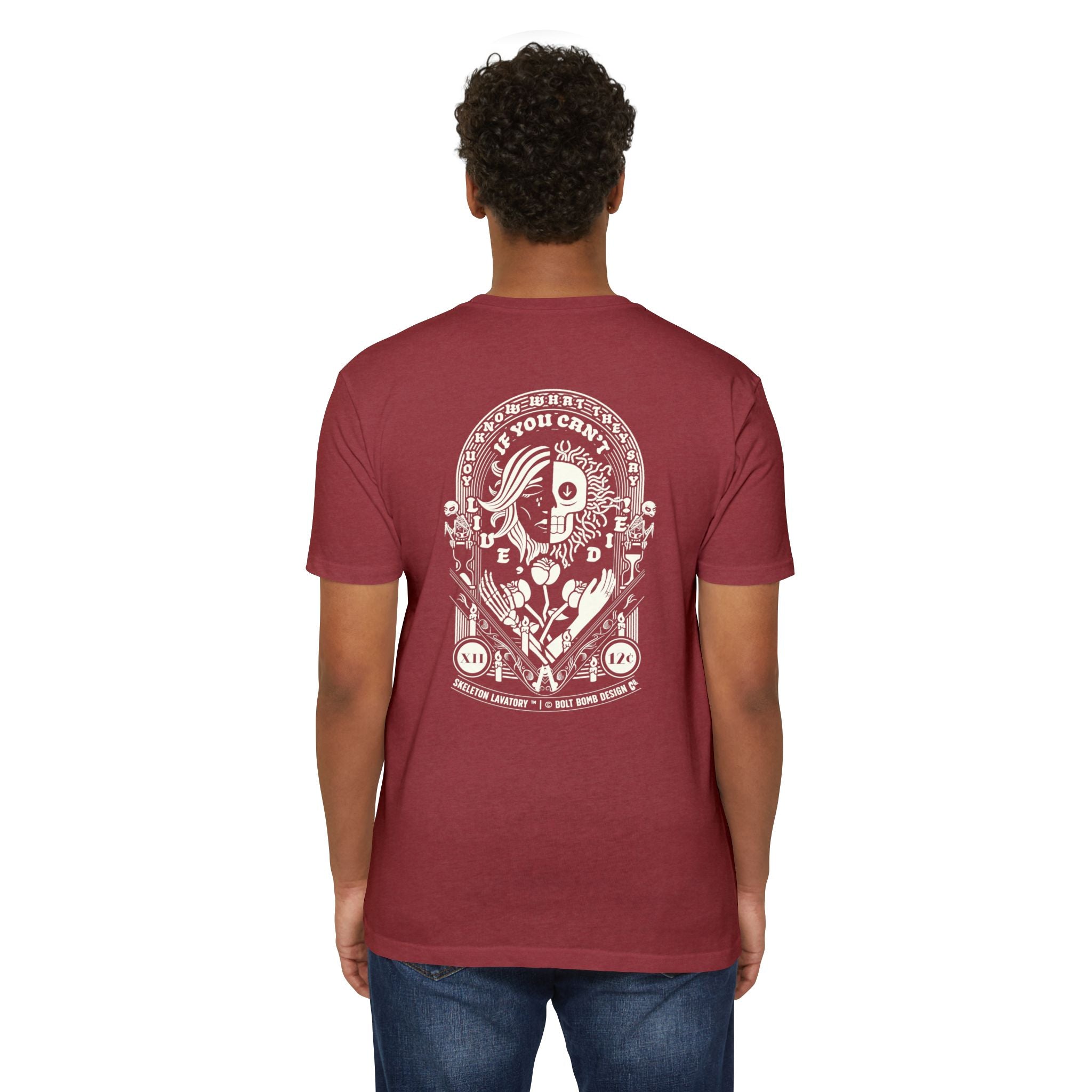 If You Can't Live, Die | Next Level 6210 Premium CVC T-Shirt | Memento Mori Occult Aesthetic Streetwear Back Print Top