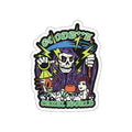 "Goodbye, Cruel World" Grim Reaper & Toaster Bath Vinyl Sticker - Funny Dark Humor Skeleton Die-Cut Decal