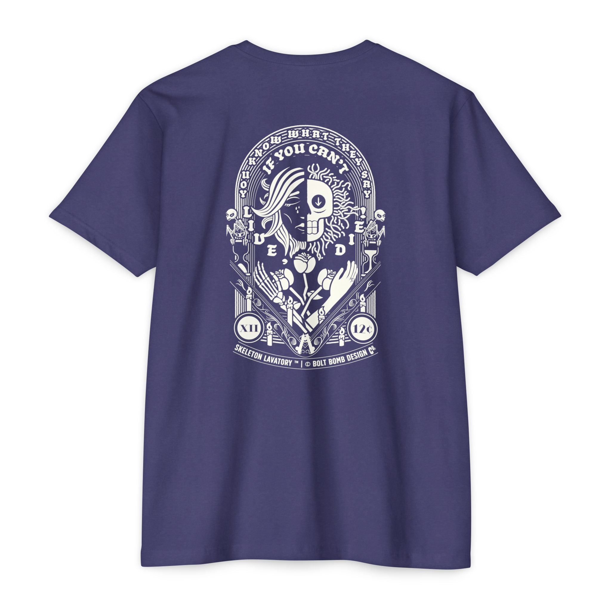 If You Can't Live, Die | Next Level 6210 Premium CVC T-Shirt | Memento Mori Occult Aesthetic Streetwear Back Print Top