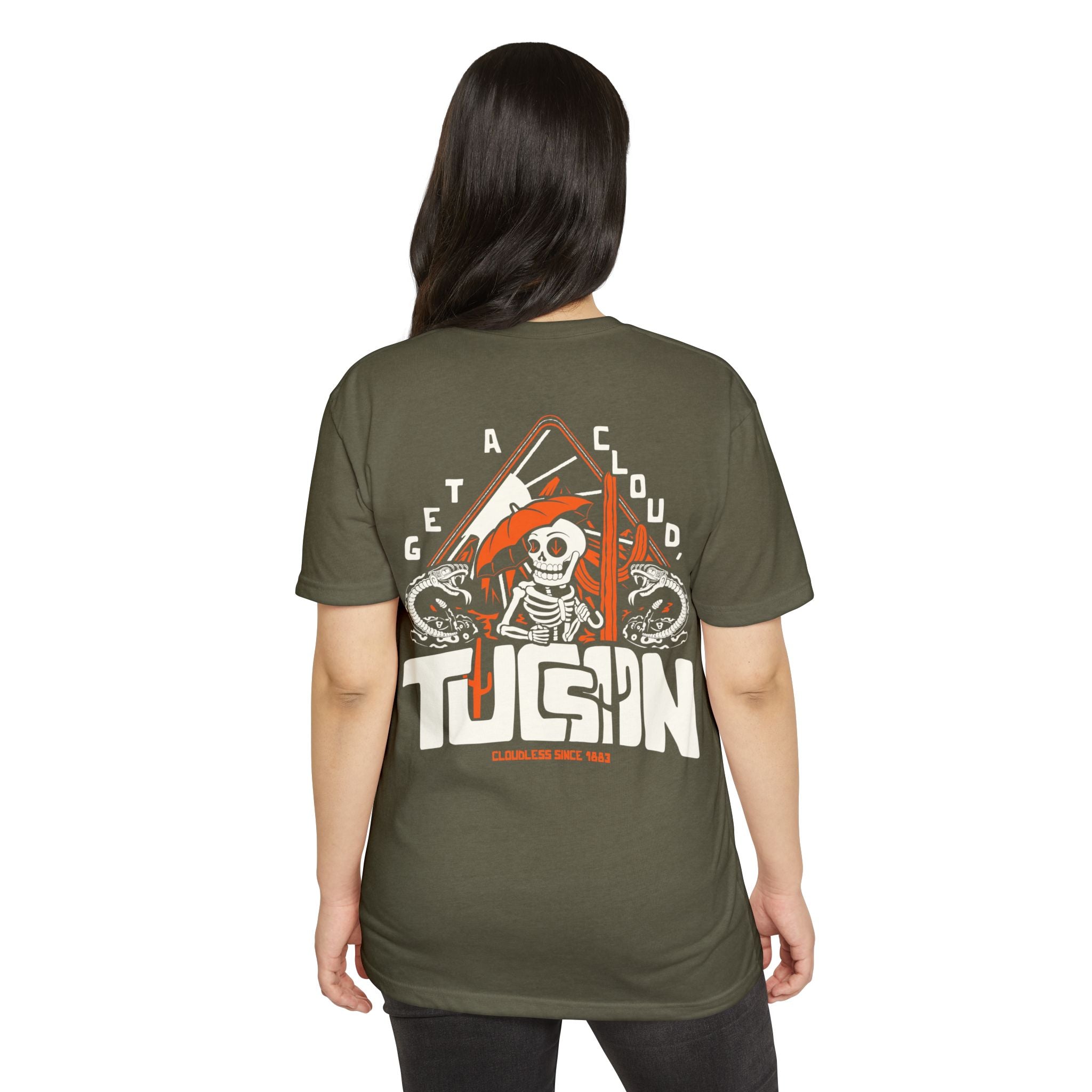 "Get a Cloud, Tucson" Graphic Tee | Retro Desert Rattlesnake T-Shirt, Next Level 6210 Fitted Top, Southwest Souvenir Vintage Grunge Tee