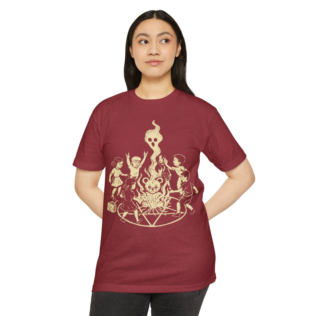 "Let's Start A Cult" Graphic Tee | Creepy Campfire Occult T-Shirt, Next Level 6210 Fitted Top, Vintage Pastel Grunge, Retro Dark Humor Shirt